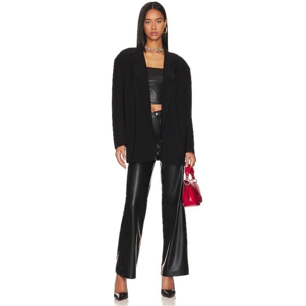 NWT BLANKNYC The Franklin Ribcage Wide Leg Faux Leather Pants‎ Black Size 28